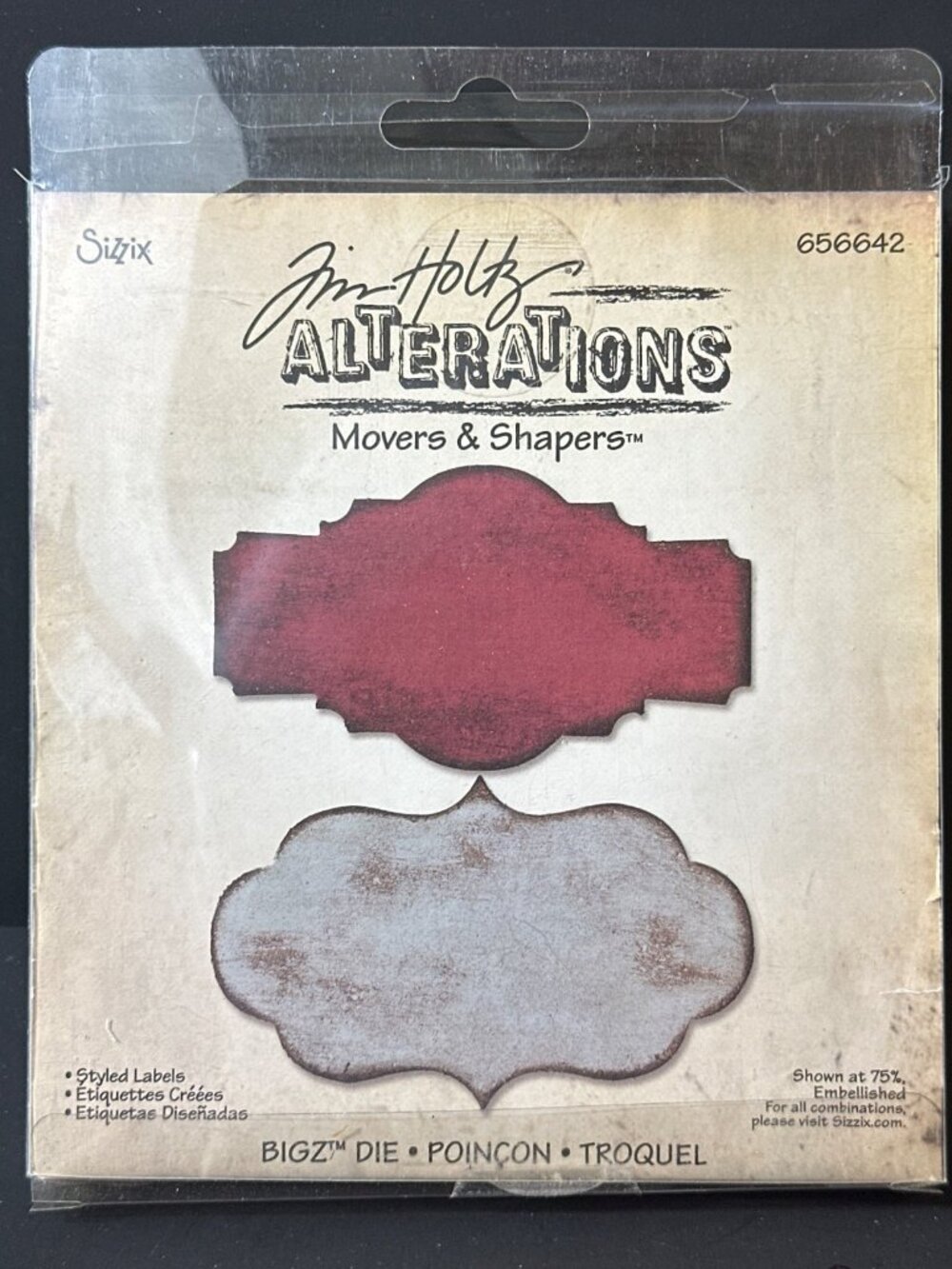 Sizzix Tim Holtz Alterations Movers & Shapers Styled Labels Bigz Die #656642
